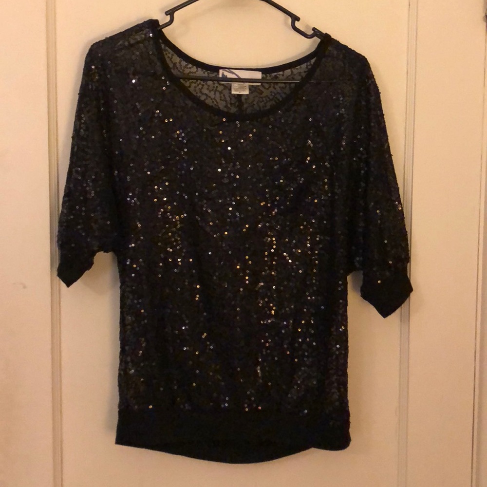 Mesh sequined top